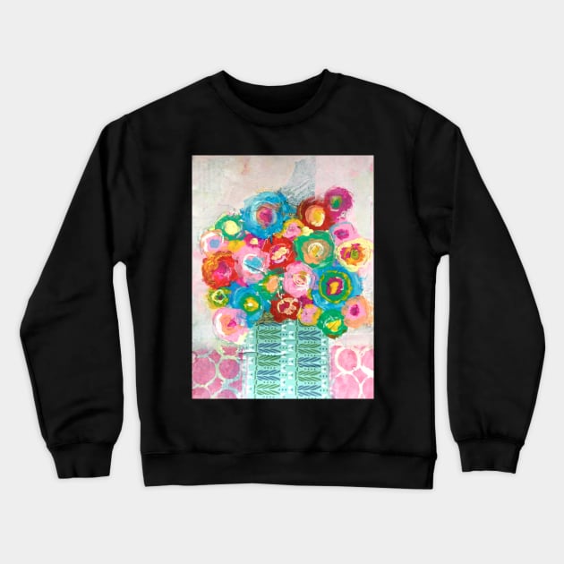 Spring Florals in vase Crewneck Sweatshirt by MyCraftyNell